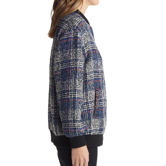 Avec Les Filles Blue Plaid Bomber Jacket NEW never worn - Picture 3 of 12